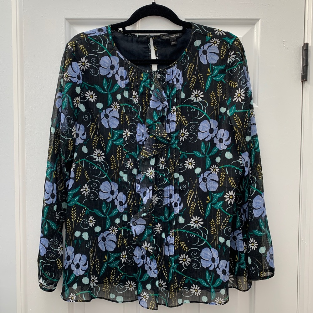 Banana Republic colorful black/blue blouse